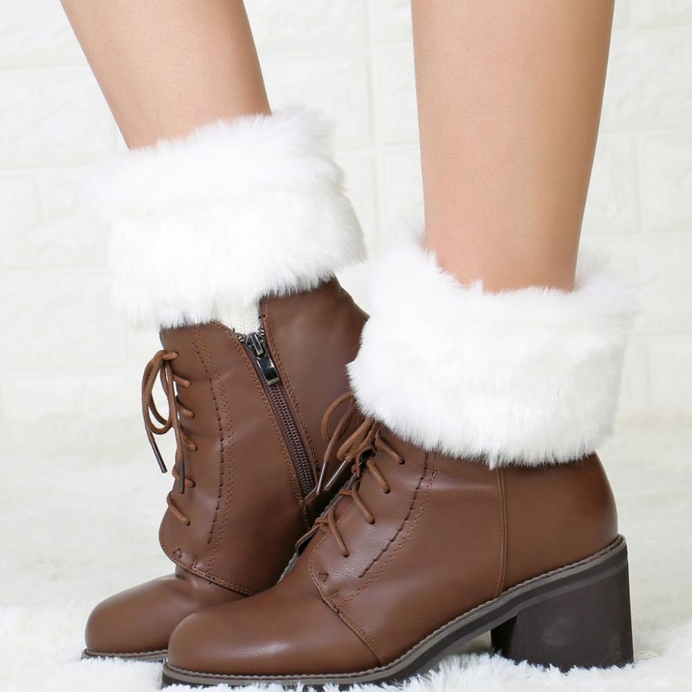 Winter Fur Cuff Knit Boot Toppers - Picture 1 of 4